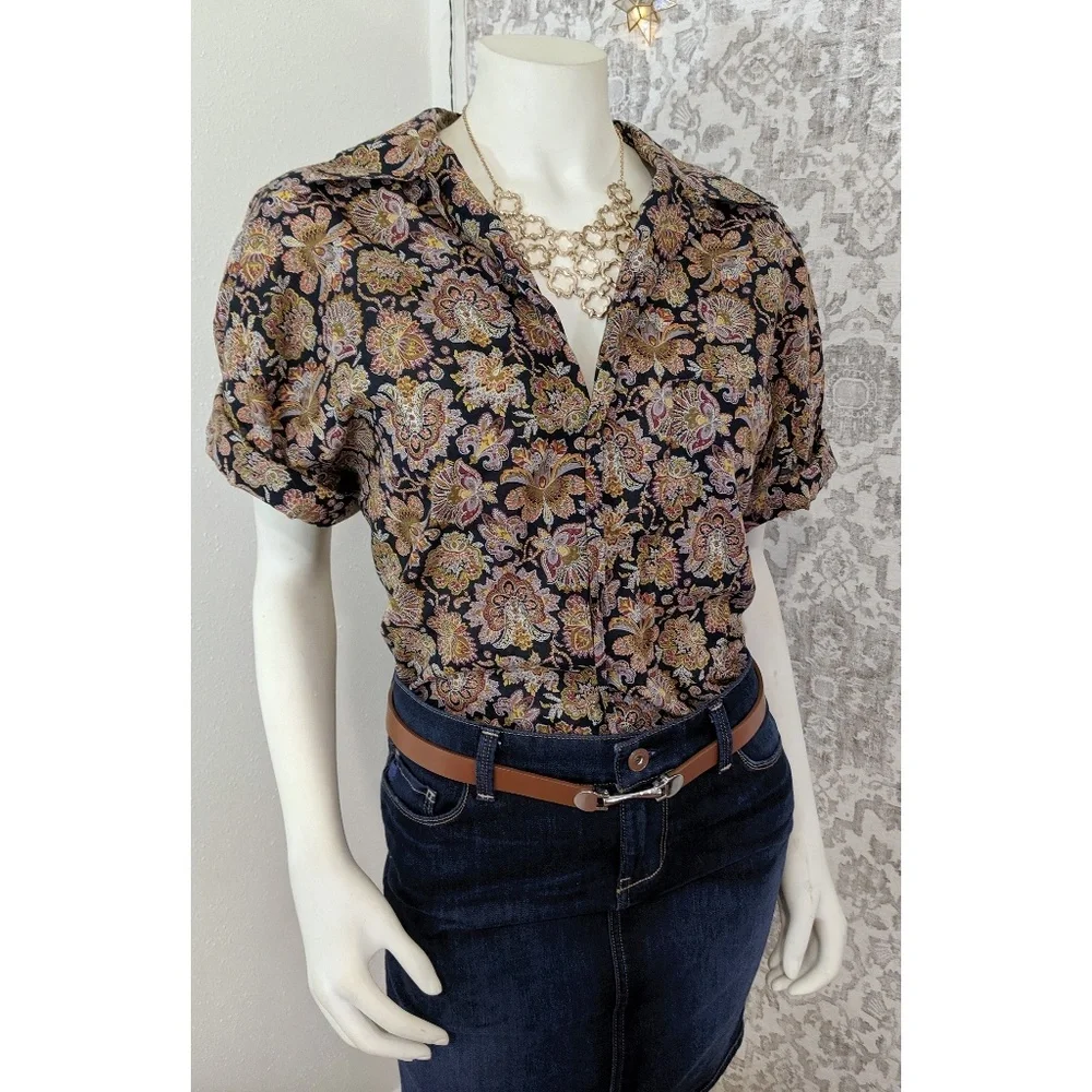 Vintage Valentino Paisley Button-Down Relaxed Fit Shirt - Picture 2 of 7